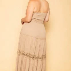 Akaiv New Arrivals Plus Size Sabina Tube Top Dress - Beige