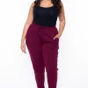 Ambiance Plus Size Sweat Jogger - Burgundy Bottoms