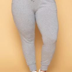 Ambiance Plus Size Sweat Jogger - Heather Grey Bottoms