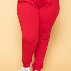 Ambiance New Arrivals Plus Size Sweat Jogger - Red