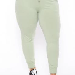 Ambiance Plus Size Sweat Jogger - Sage Bottoms