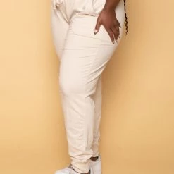 Ambiance Plus Size Sweat Jogger - Beige