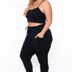 Ambiance Bottoms Plus Size Sweat Jogger - Black