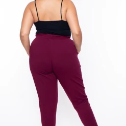 Ambiance Plus Size Sweat Jogger - Burgundy Bottoms