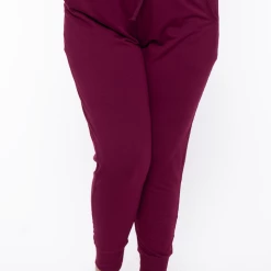 Ambiance Plus Size Sweat Jogger - Burgundy Bottoms