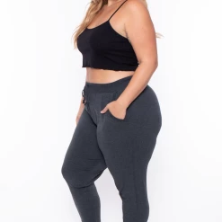 Ambiance Plus Size Sweat Jogger - Charcoal Bottoms