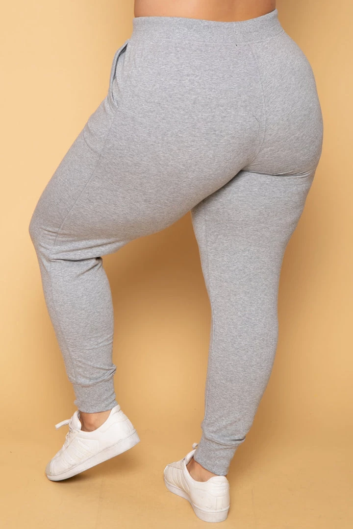 Ambiance Plus Size Sweat Jogger - Heather Grey Bottoms 6 Ambiance Plus Size Sweat Jogger - Heather Grey Bottoms