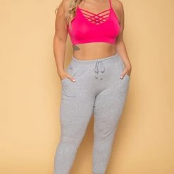 Ambiance Plus Size Sweat Jogger - Heather Grey Bottoms