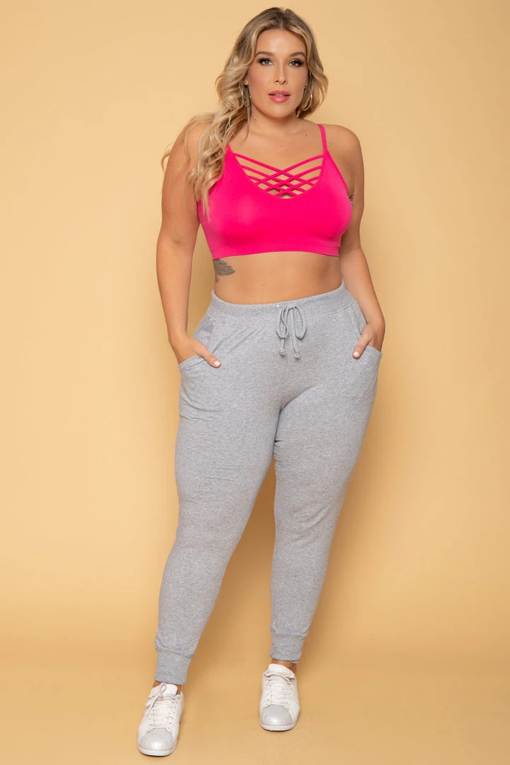 Ambiance Plus Size Sweat Jogger - Heather Grey Bottoms 3 Ambiance Plus Size Sweat Jogger - Heather Grey Bottoms