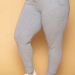 Ambiance Plus Size Sweat Jogger - Heather Grey Bottoms 8 Ambiance Plus Size Sweat Jogger - Heather Grey Bottoms