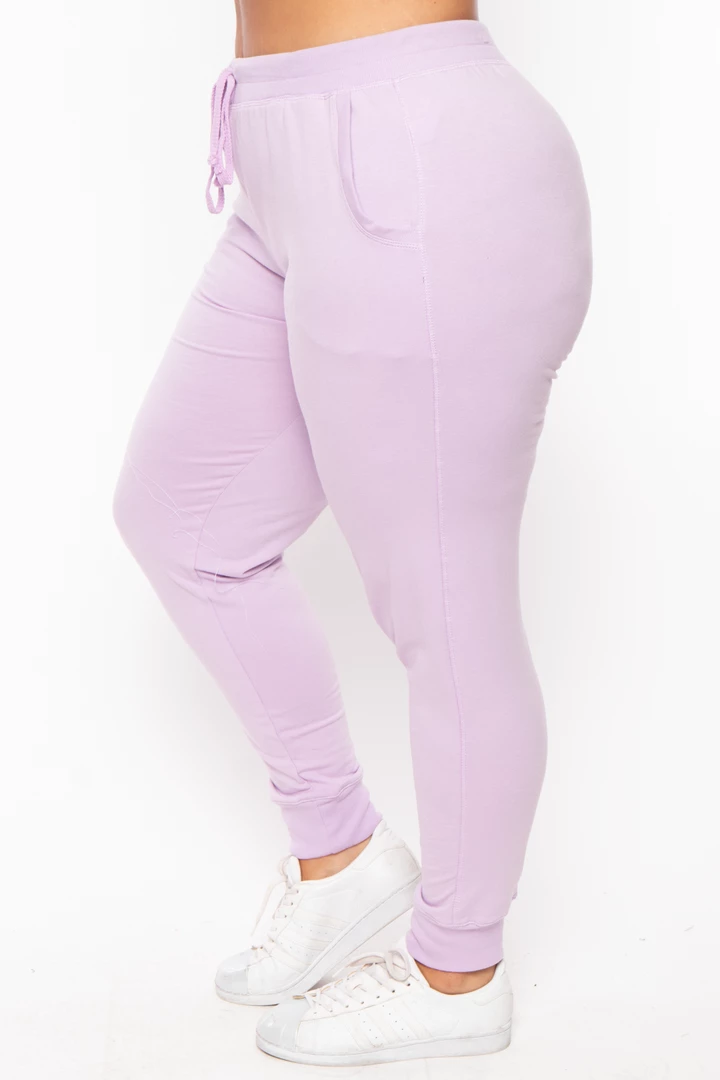 Ambiance Bottoms Plus Size Sweat Jogger - Lavender 5 Ambiance Bottoms Plus Size Sweat Jogger - Lavender