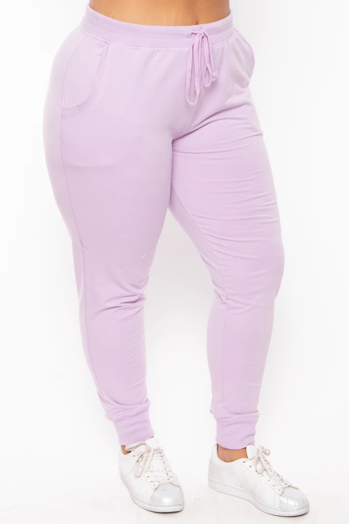 Ambiance Bottoms Plus Size Sweat Jogger - Lavender 4 Ambiance Bottoms Plus Size Sweat Jogger - Lavender