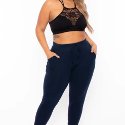 Ambiance Plus Size Sweat Jogger - Navy