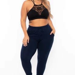 Ambiance Plus Size Sweat Jogger - Navy