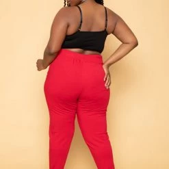 Ambiance New Arrivals Plus Size Sweat Jogger - Red