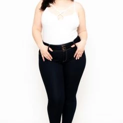 Ambiance Tops Plus Size Keyhole Ribbed Bodysuit - White