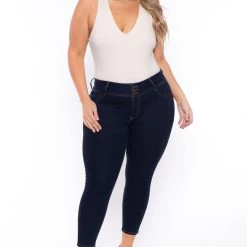 Ambiance Tops Plus Size V-Neck Bodysuit - Nude