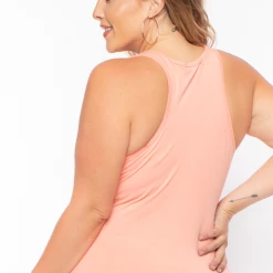 Ambiance Plus Size V-Neck Bodysuit - Peach