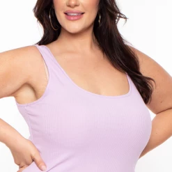 Ambiance Plus Size Roberta Rib Tank Bodycon Dress - Lavender Dresses