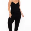 Ambiance Plus Size Varsity Lounge Jumpsuit - Black New Arrivals