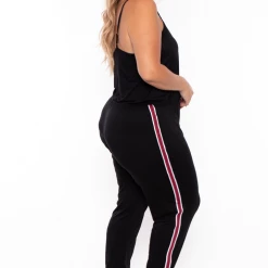 Ambiance Plus Size Varsity Lounge Jumpsuit - Black New Arrivals
