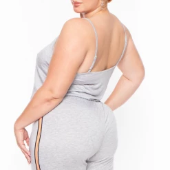 Ambiance Plus Size Varsity Lounge Jumpsuit - Grey Party Jumpsuilts