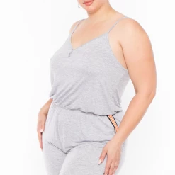 Ambiance Plus Size Varsity Lounge Jumpsuit - Grey Party Jumpsuilts