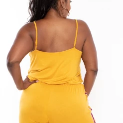 Ambiance Plus Size Varsity Lounge Jumpsuit - Mustard Party Jumpsuilts