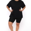 Ambiance Plus Size Tee And Biker Short Set - Black New Arrivals