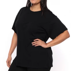 Ambiance Plus Size Tee And Biker Short Set - Black New Arrivals