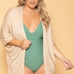 Ambiance Plus Size Cozy Vibes Cardigan - Taupe