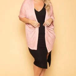 Ambiance New Arrivals Plus Size Cozy Vibes Cardigan - Mauve