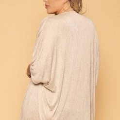 Ambiance Plus Size Cozy Vibes Cardigan - Taupe