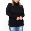 Ambiance Plus Size Ribbed Turtleneck Top - Black