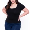 Ambiance Tops Plus Size Scoop Neck Top - Black