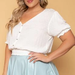 Ambiance Plus Size Juliana Peasant Top - Cream 10 Ambiance Plus Size Juliana Peasant Top - Cream