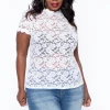 Ambiance Tops Plus Size Floral Lace Top - Off White