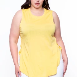 Ambiance Tops Plus Size Sleeveless Basic Top - Yellow