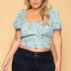 Ambiance Plus Size Cassia Floral Top - Blue