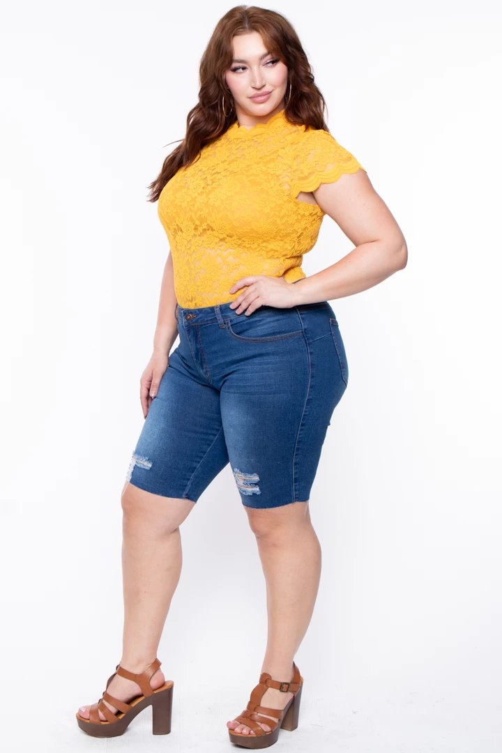 Ambiance Plus Size Floral Lace Top - Mustard 5 Ambiance Plus Size Floral Lace Top - Mustard