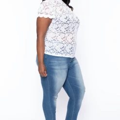 Ambiance Tops Plus Size Floral Lace Top - Off White 9 Ambiance Tops Plus Size Floral Lace Top - Off White