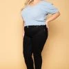 Ambiance Plus Size Juliana Peasant Top - Blue