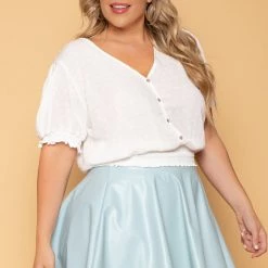 Ambiance Plus Size Juliana Peasant Top - Cream
