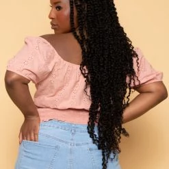 Ambiance Plus Size Lillian Eyelet Top - Mauve