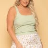 Ambiance Plus Size Ribbed Cropped Top - Sage 2 Ambiance Plus Size Ribbed Cropped Top - Sage