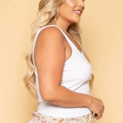 Ambiance New Arrivals Plus Size Ribbed Cropped Top - White