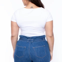 Ambiance Plus Size Scoop Neck Solid Top - White