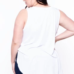 Ambiance Plus Size Sleeveless Basic Top - White Tops