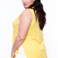 Ambiance Tops Plus Size Sleeveless Basic Top - Yellow