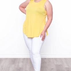Ambiance Tops Plus Size Sleeveless Basic Top - Yellow